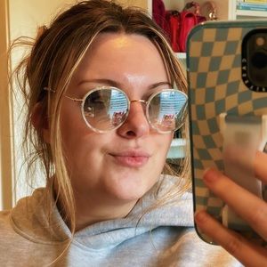 Balenciaga Round Sunglasses Gold Acetate/Light Blue Gradient Lenses